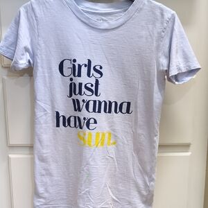 J. Crew Light Blue Tee with Blue and Yellow Graphic. Excellent ConditionSize XXS